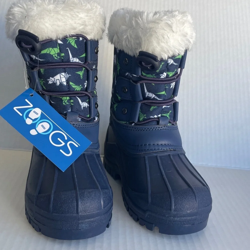 Zoogs Navy Boots with Dinosaur Design Toddler 7